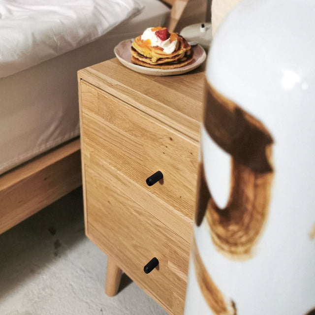 Oak Nightstand Cube No. 2 - Natural Oil-wax / Black