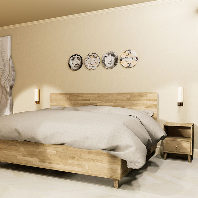 Łóżko drewniane dębowe ze skrzynią na pościel z pojemnikiem do przechowywania 4
