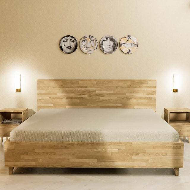 Łóżko drewniane dębowe ze skrzynią na pościel z pojemnikiem do przechowywania 6