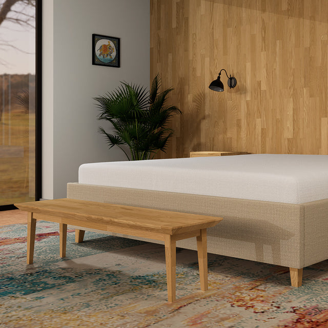 Łóżko płaskie tapicerowane z pojemnikiem flat bez wezgłowia do minimalistycznej sypialni 3