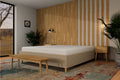 płaskie łóżko tapicerowane z pojemnikiem
